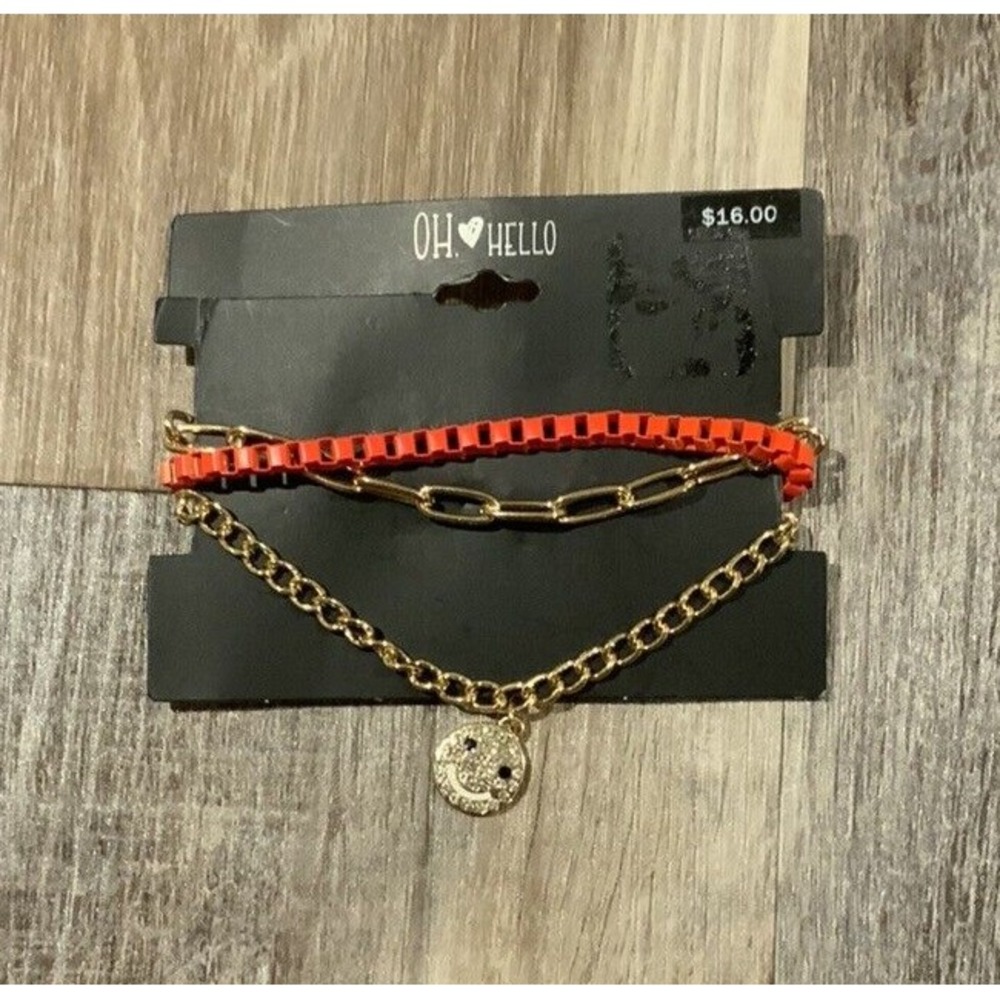 OH Hello 3pk Smiley Face Bracelet Set